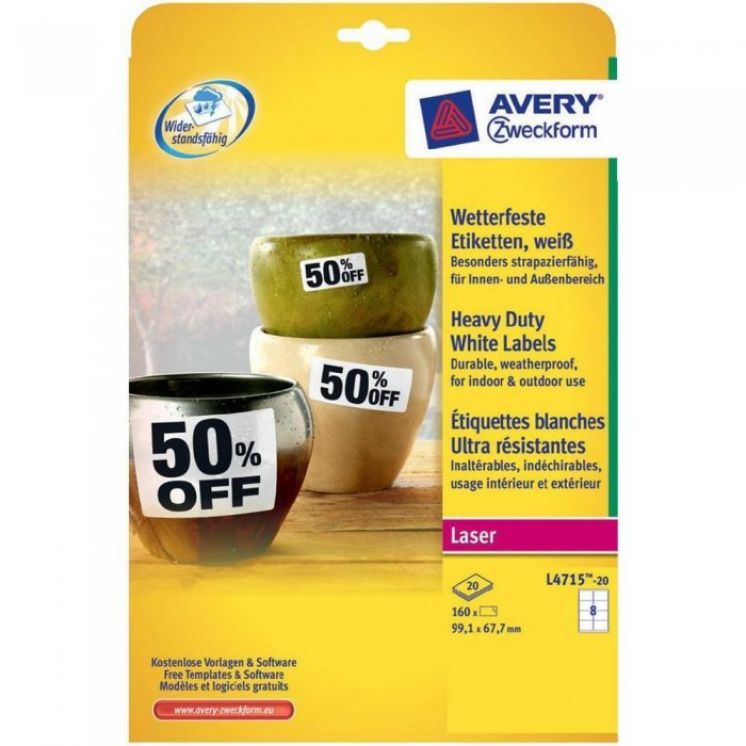Etykiety avery zweckform Heavy Duty a4 20 ark./op., 99,1x67,7mm, białe