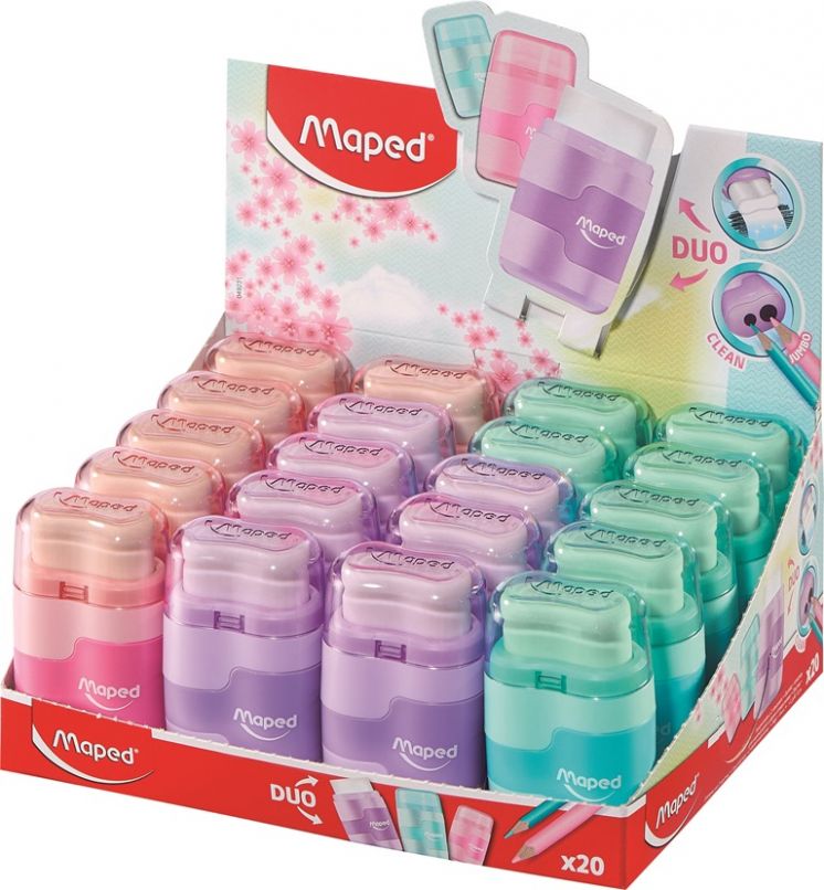 Temperówka z gumką CONNECT pastel  2 otwory Maped 49231