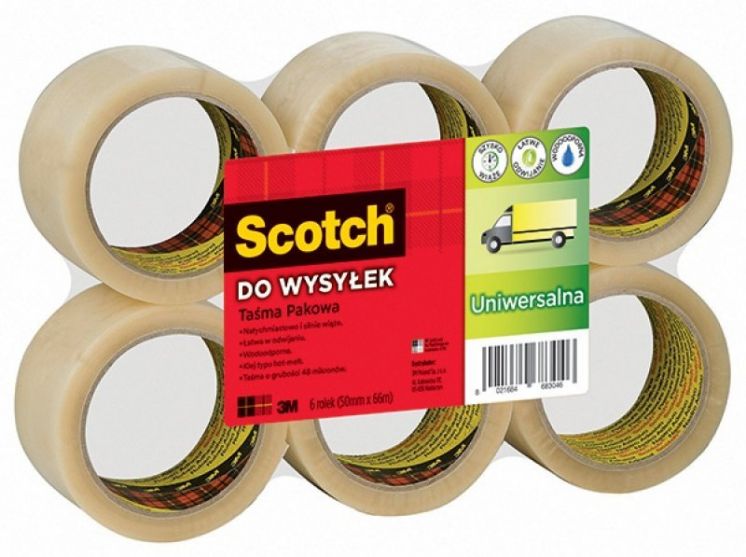 Taśma pakowa Scotch® Hot-melt do wysyłek 50mmx66m przezroczysta