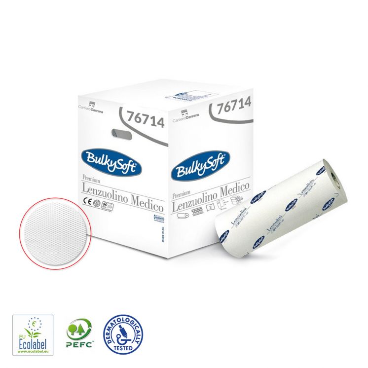 Podkład medyczny BulkySoft Premium, 2 warstwy, biały, celuloza, wymiar 60cmx80m 76714 /6/