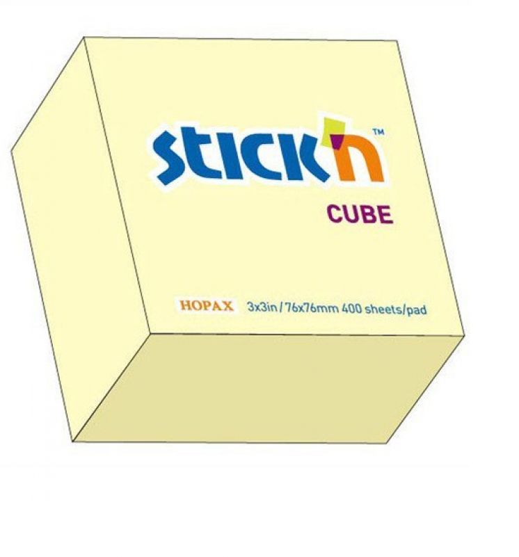 Kostka samoprzylepna STICK&quot;N 76mmX76mm 400 kartek żółta pastelowa