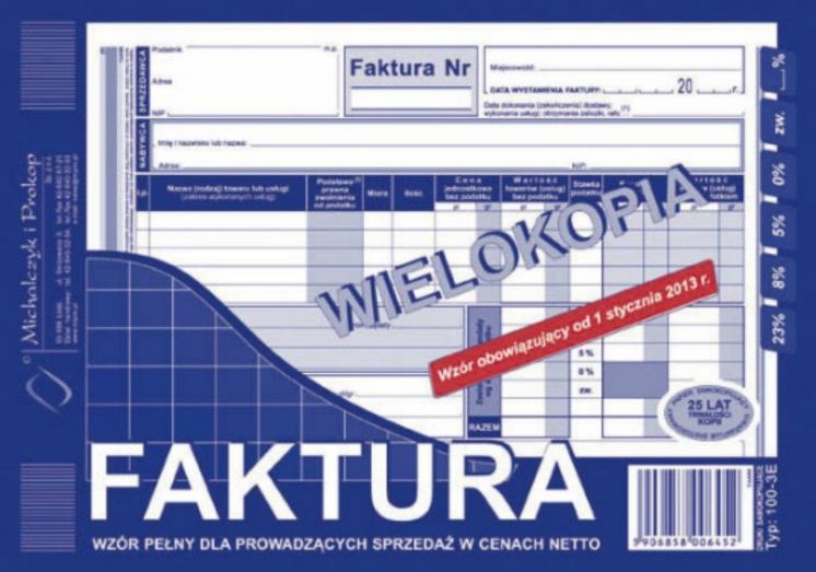 Faktura VAT pełna netto MICHALCZYK I PROKOP A5 wielokopia