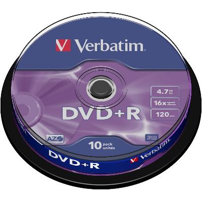 Płyta VERBATIM DVD+R cake box 10 4.7GB 16x Matt Silver