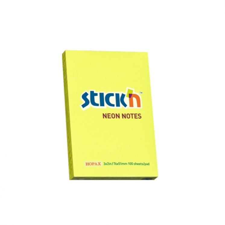 Notes Samoprzylepny 76X51mm  Żółty Neon  21132 Stick&#039;n
