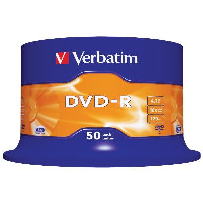 Płyta VERBATIM DVD-R cake box 50 4.7GB 16x Matt Silver