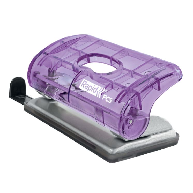 Dziurkacz mini Rapid Colour&#039;Breeze FC5, 10 kartek, 5 lat gwarancji, lawendowy