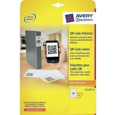 Etykiety do kodów avery zweckform QR A4, 25 ark./op., 35x35mm, białe