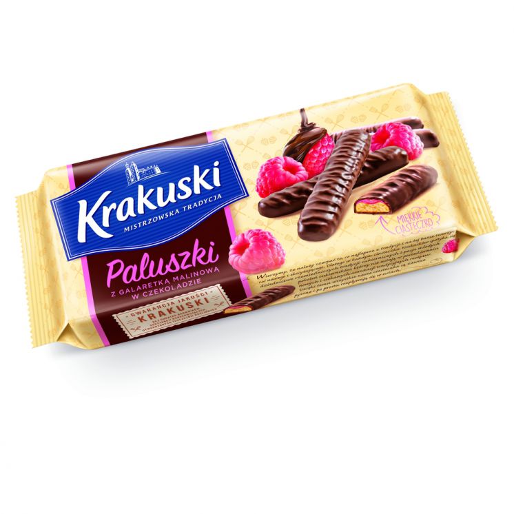 KRAKUSKI PALUSZKI Z GALARETKĄ MALINOWĄ W CZEKOLADZIE 144G