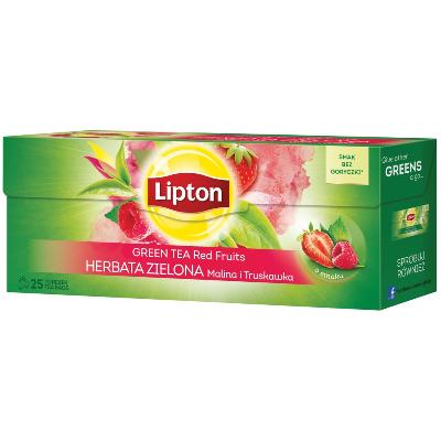 HERBATA LIPTON GREEN TEA MALINA&amp;TRUSKAWKA 25TB