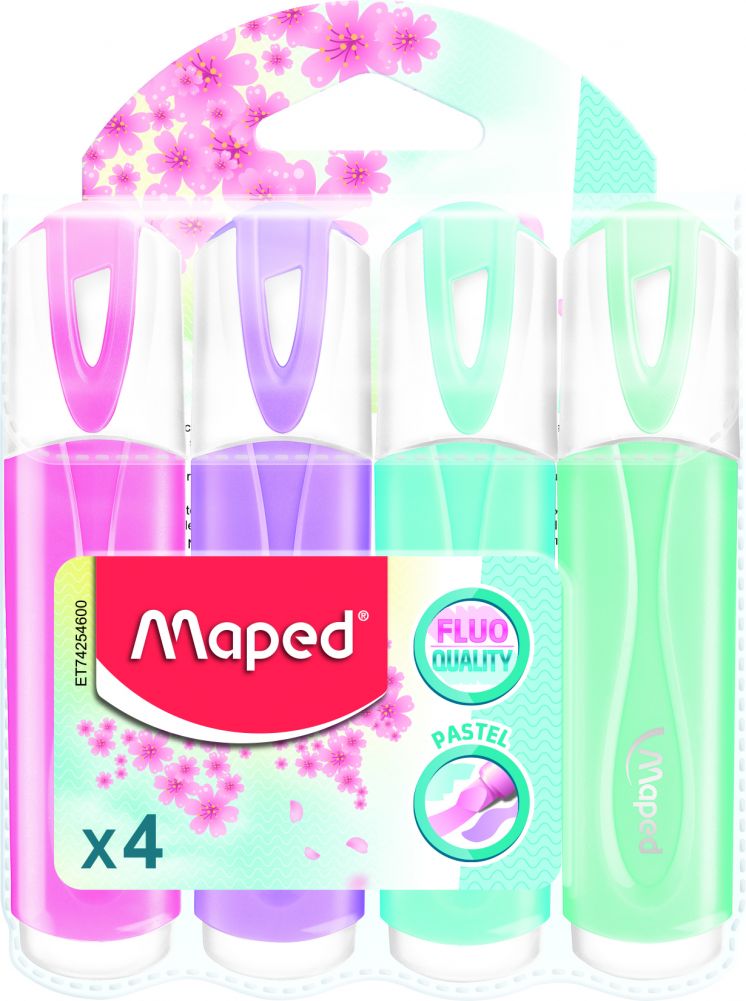 Zakre. FLUO PEPS pastel mix kolorów 4 szt etui pud. z zaw. 742546 MAPED