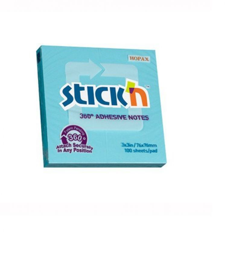 Notes samoprzylepny STICK&quot;N 360 stopni niebieski 76x76mm