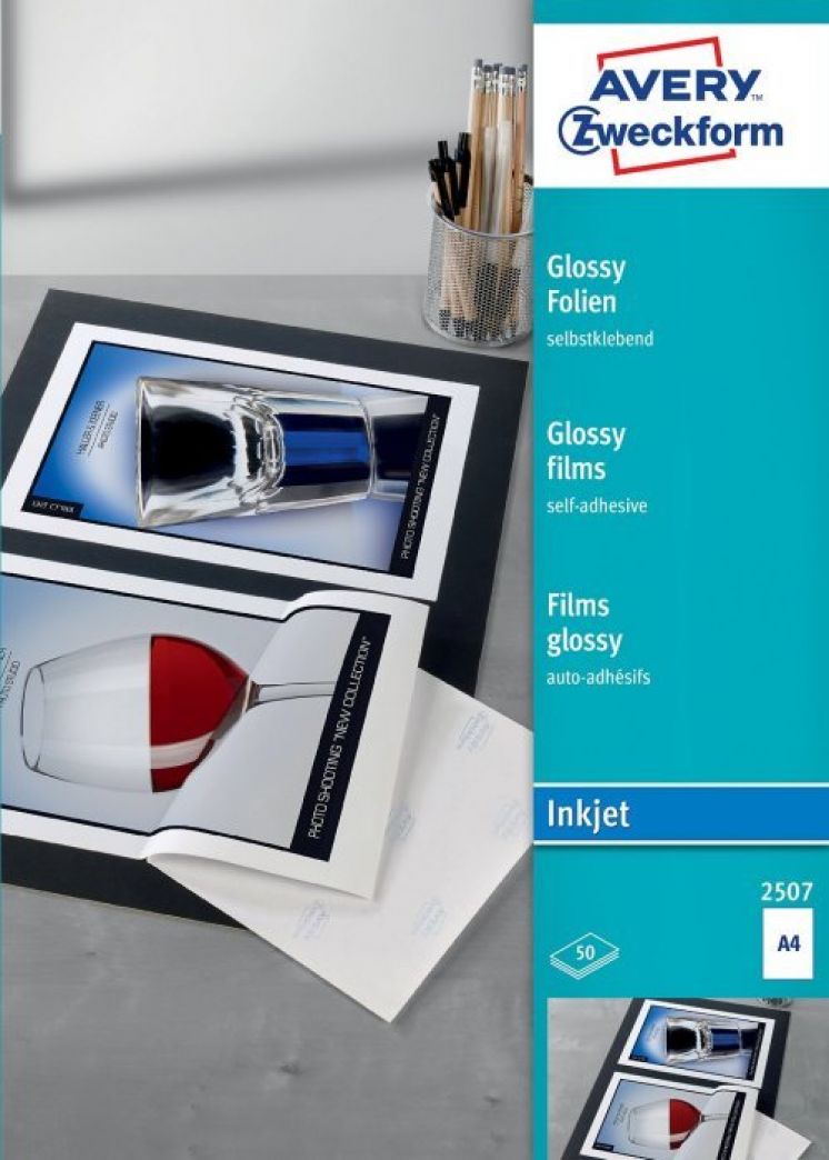 Folia samoprzylepna Avery Zweckform a4 50 szt./op., grubość 0,20mm, biała błyszcząca