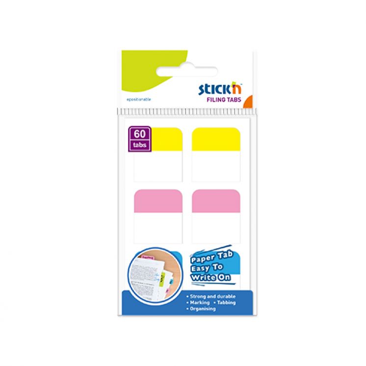 Zakładki do archiwizacji, 25x28mm, żółty,róż,nieb. 60 zakł. Stick&quot;n 26094
