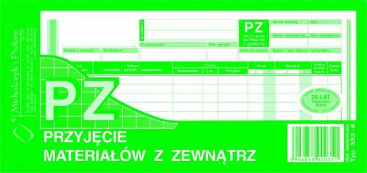 przyjęcie materiałów z zewnątrz pz MICHALCZYK I PROKOP 1/3 A4 wielokopia