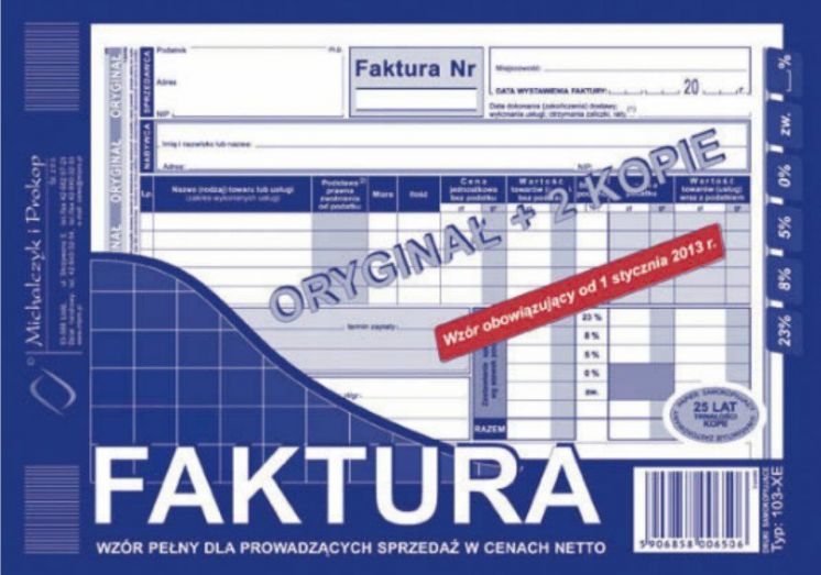 Faktura VAT pełna netto MICHALCZYK I PROKOP A5 (o+2k)
