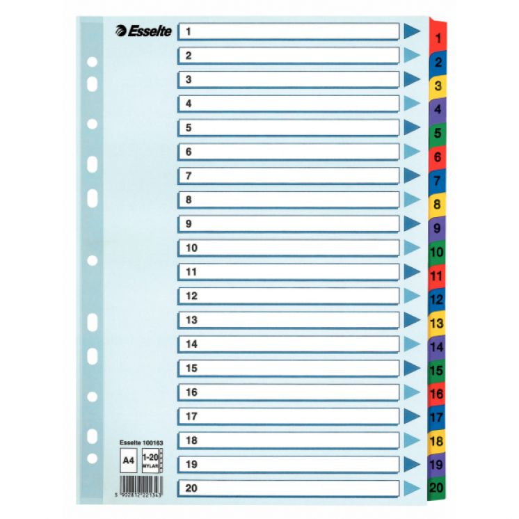 Przekładki kartonowe ESSELTE Mylar A4 1-20