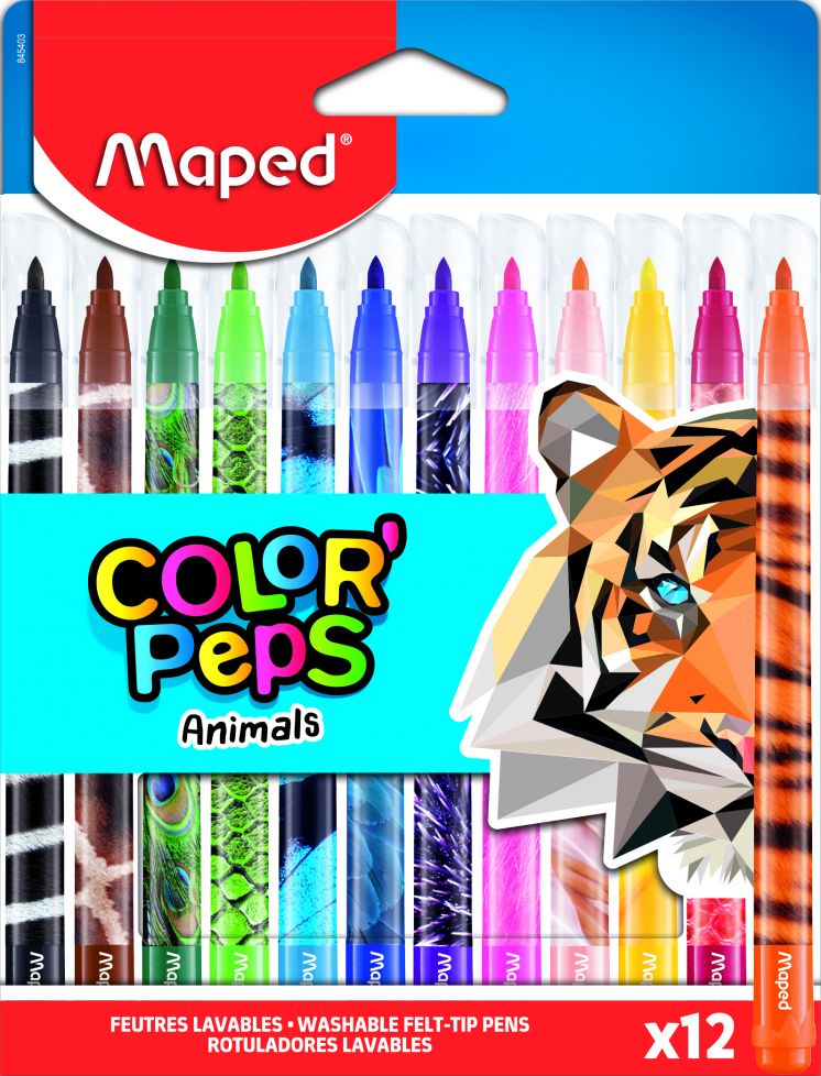 Flamastry COLORPEPS ANIMALS 12 szt.  845403 Maped