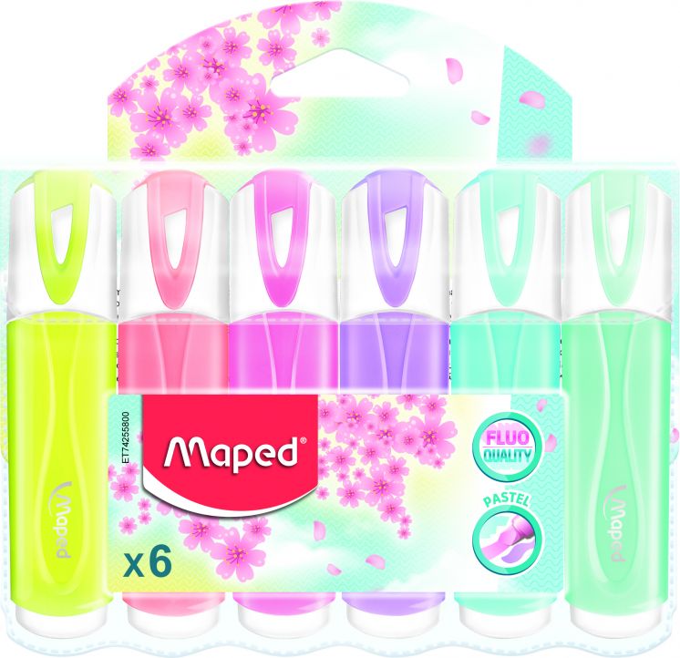 Zakre. FLUO PEPS pastel mix kolor. 6 szt etui pud. z zaw. 742558 MAPED