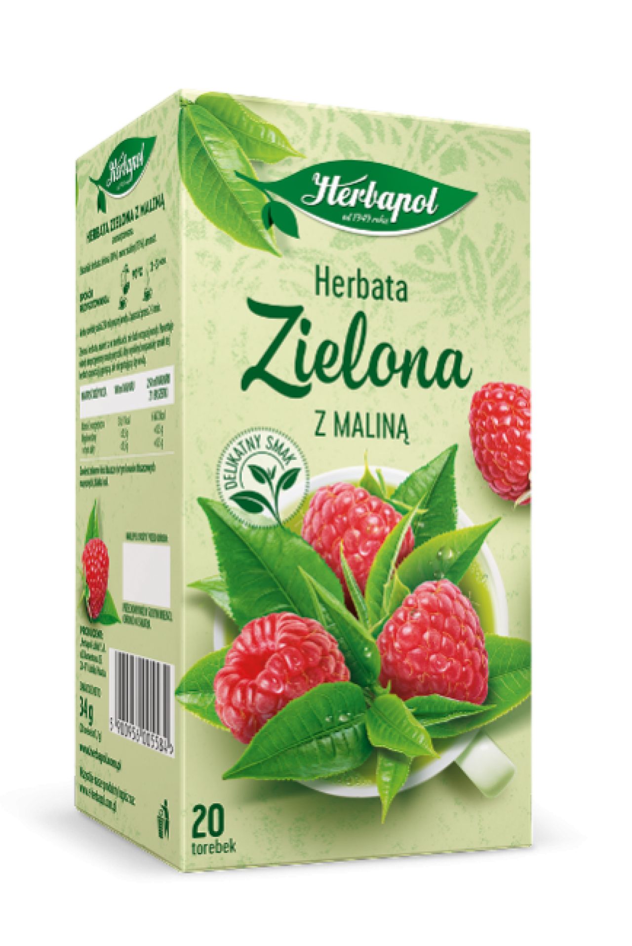 HERBAPOL HERBATA ZIELONA Z MALINĄ 20TB