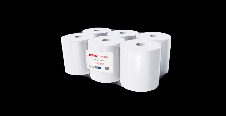 Ręcznik papierowy w roli Cliver biały 1 warstwa makulatura 130m
