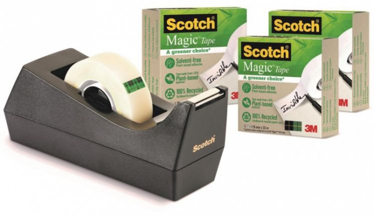 Eko taśma klejąca 3M Scotch Magic certyfikat OK biobased** 3 rolki + Dyspenser
