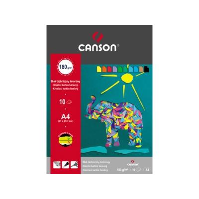 Blok techniczny canson kolorowy a4/10ark seria słoń