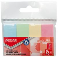 ZAKŁADKI INDEKSUJĄCE OFFICE PRODUCTS PAPIEROWE 20X50MM 4X40 KARTEK MIX KOLORÓW PASTELOWYCH